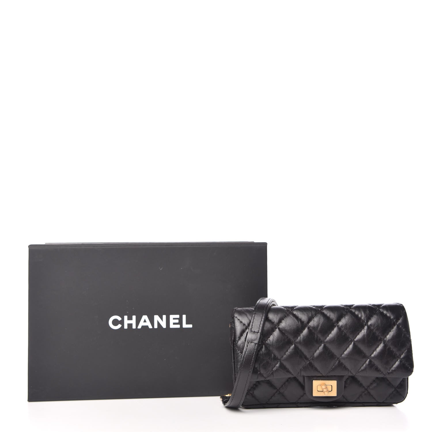 Chanel Aged Calfskin Quilted 2.55 Reissue Flap Belt Bag Black 10 of 10