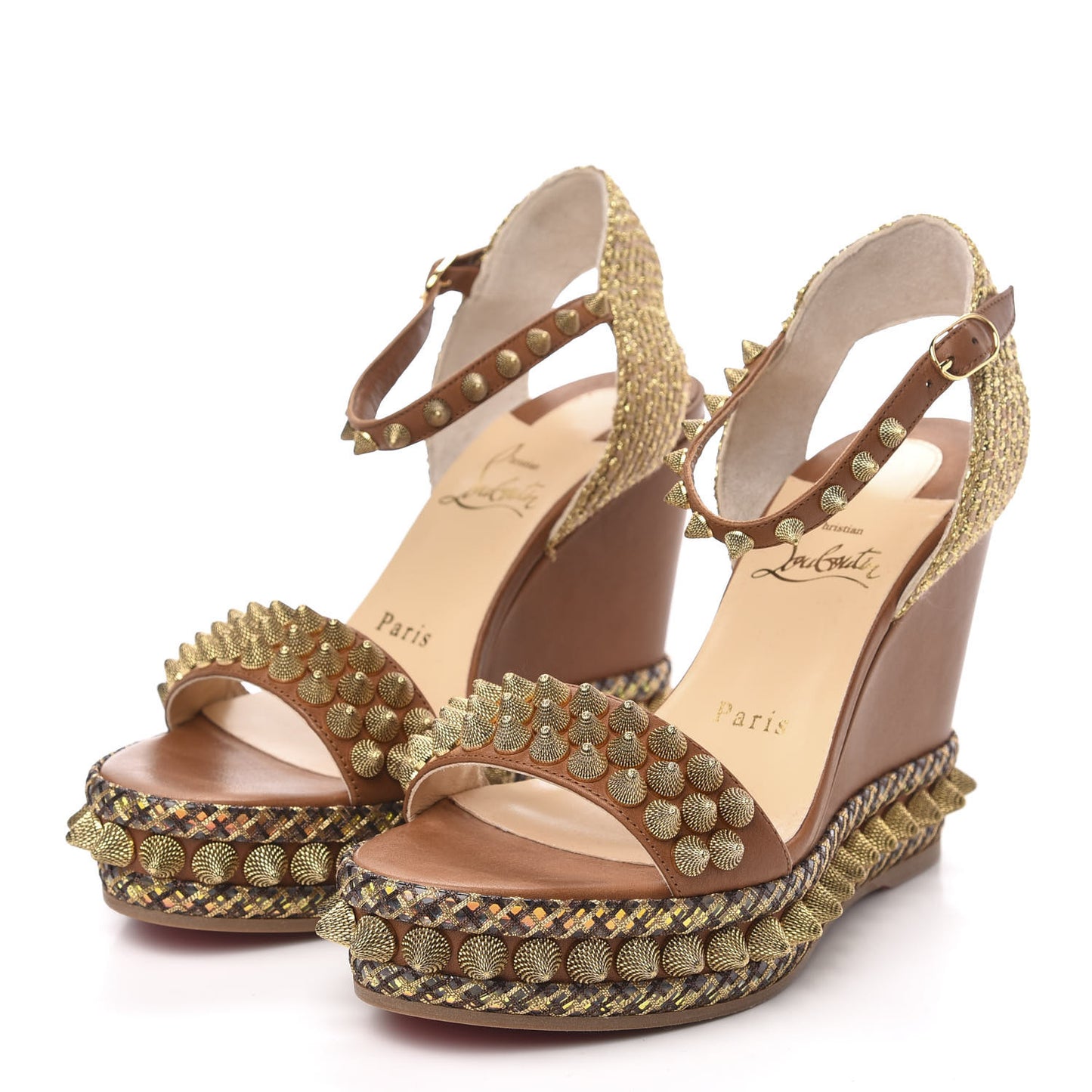 Calfskin Cordorella 110 Wedge Sandals 36 Version Cuoio