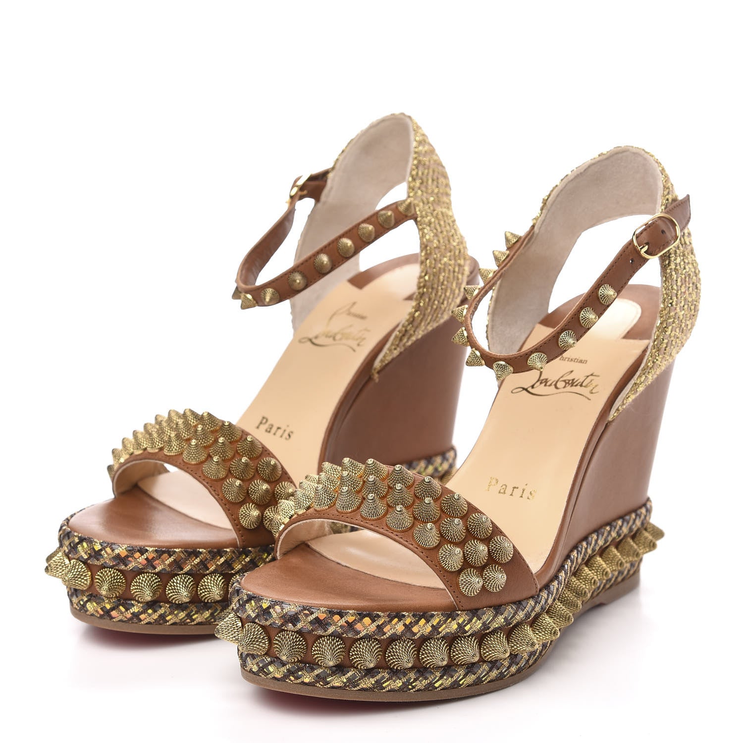 Christian Louboutin Calfskin Cordorella 110 Wedge Sandals 36 Version Cuoio 3 of 7