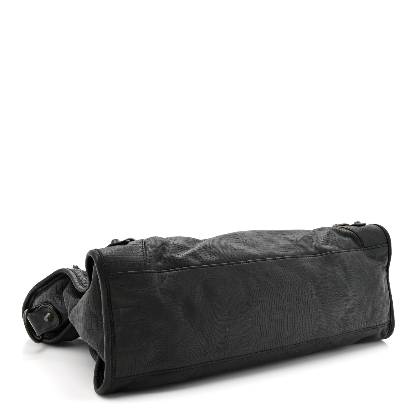 Calfskin Lizard Embossed Classic Hardware City Black