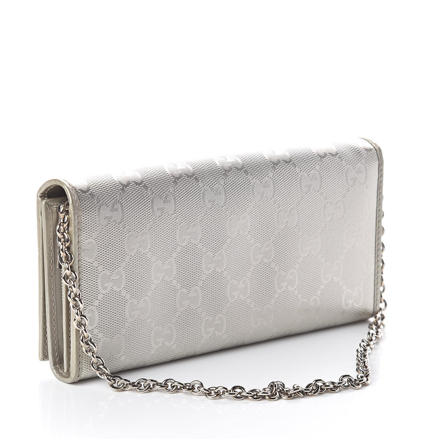 Imprime Monogram GG Pierce Chain Clutch Wallet Silver