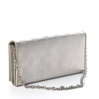 Gucci Imprime Monogram GG Pierce Chain Clutch Wallet Silver 3 of 8