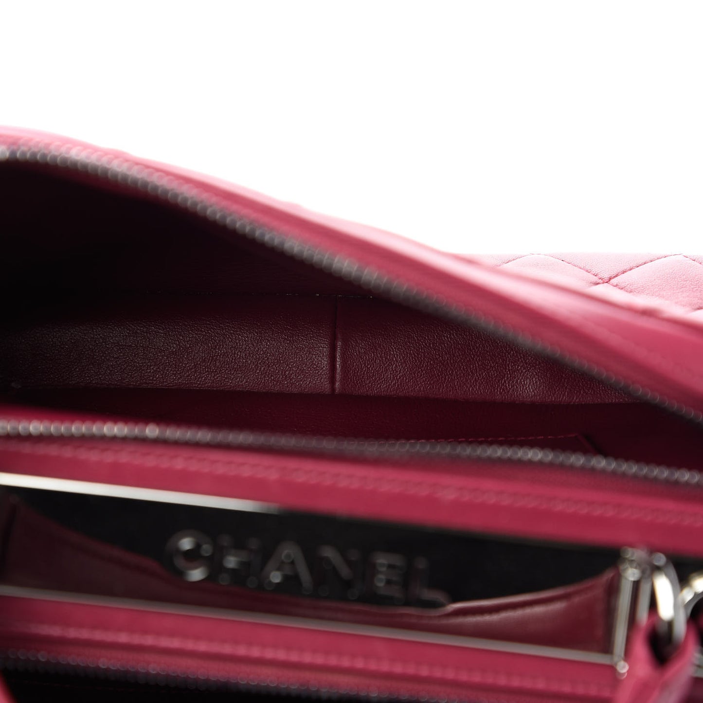 Lambskin Quilted Medium Trendy CC Bowling Bag Dark Pink