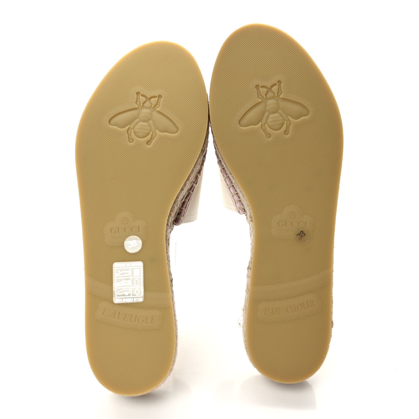 Canvas Interlocking G Espadrille Slide Sandals 38 Mystic White Shell