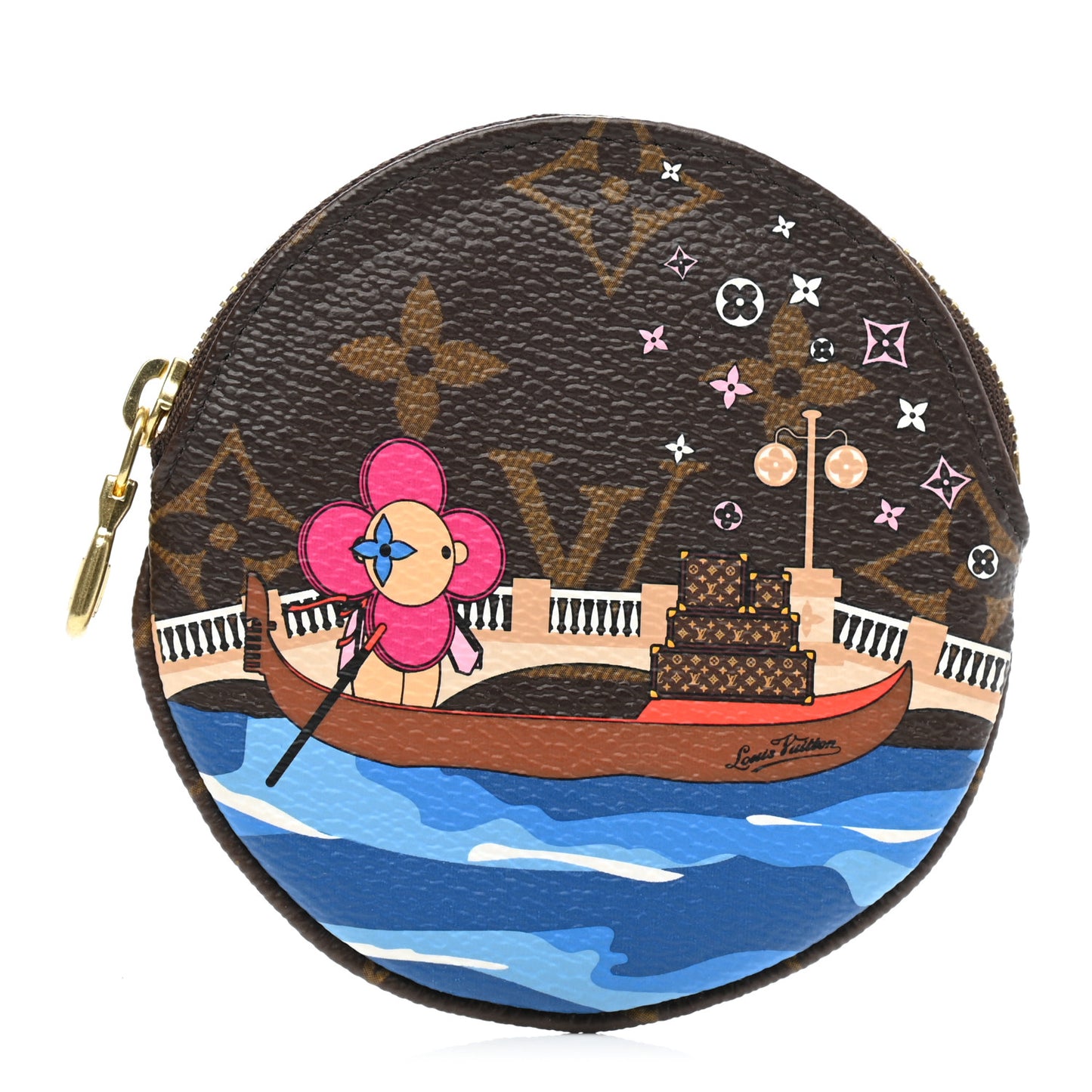 Monogram 2019 Christmas Animation Round Coin Purse Blue