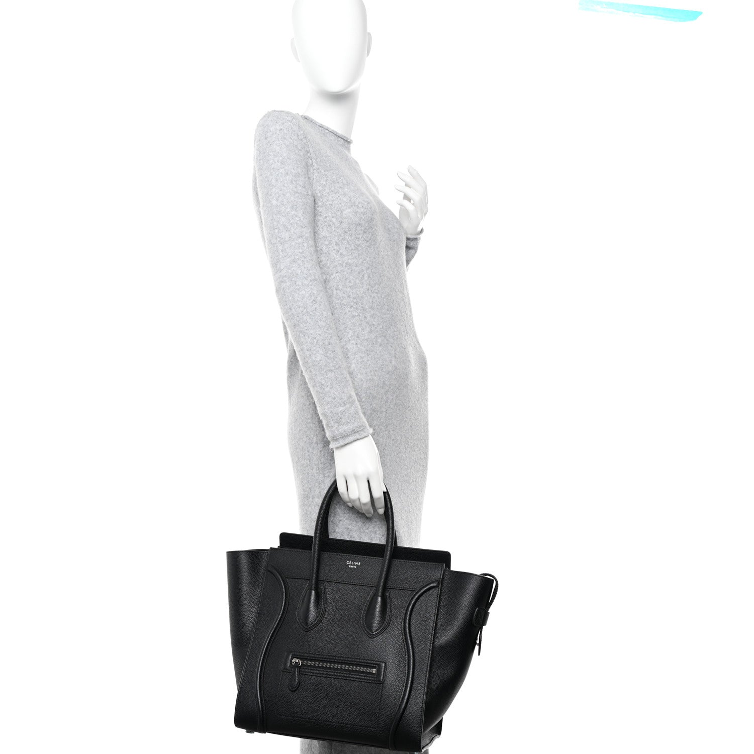 Celine Drummed Calfskin Mini Luggage Black 2 of 10