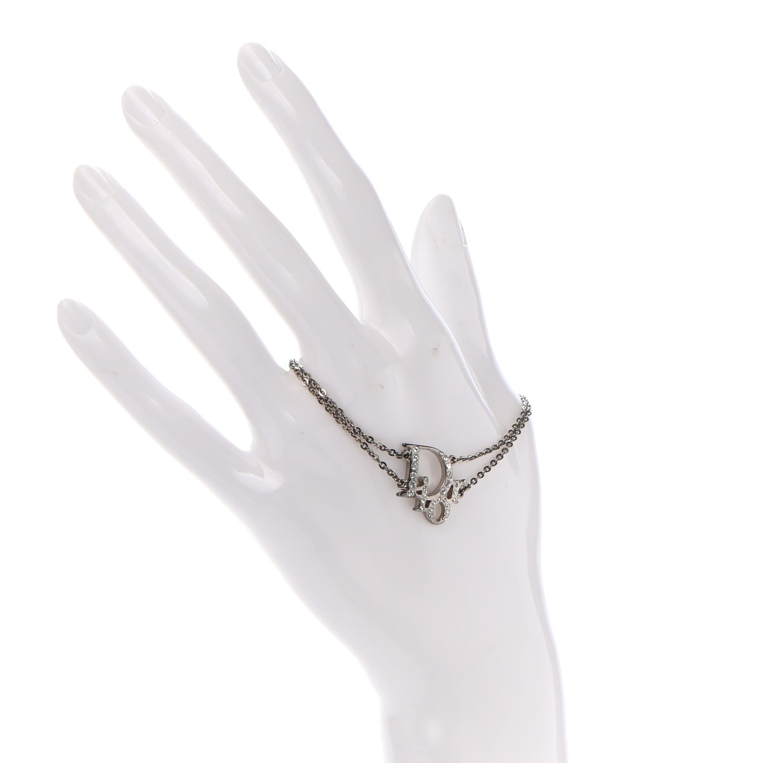 Christian Dior Crystal Logo Bracelet Silver 2 of 5
