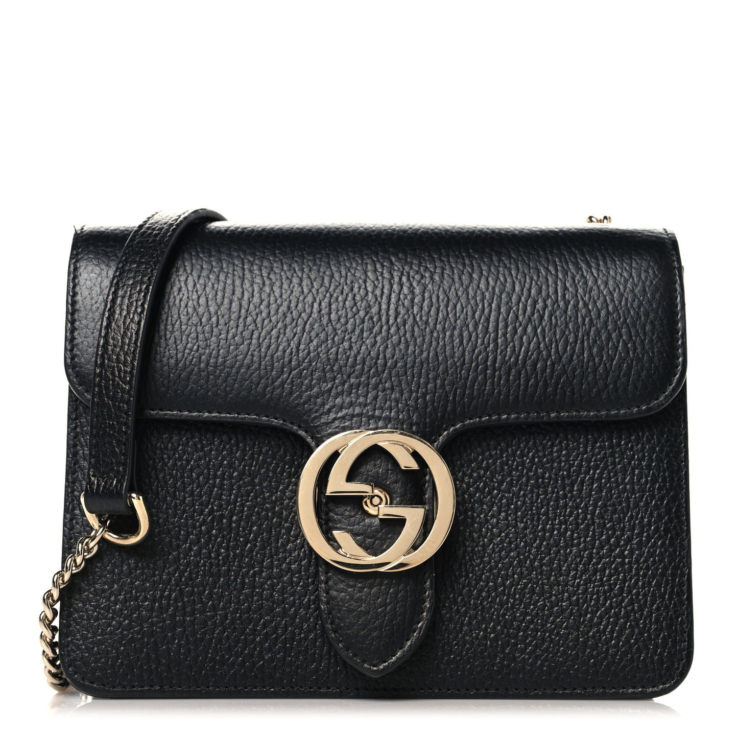 Dollar Calfskin Small Interlocking G Shoulder Bag Black