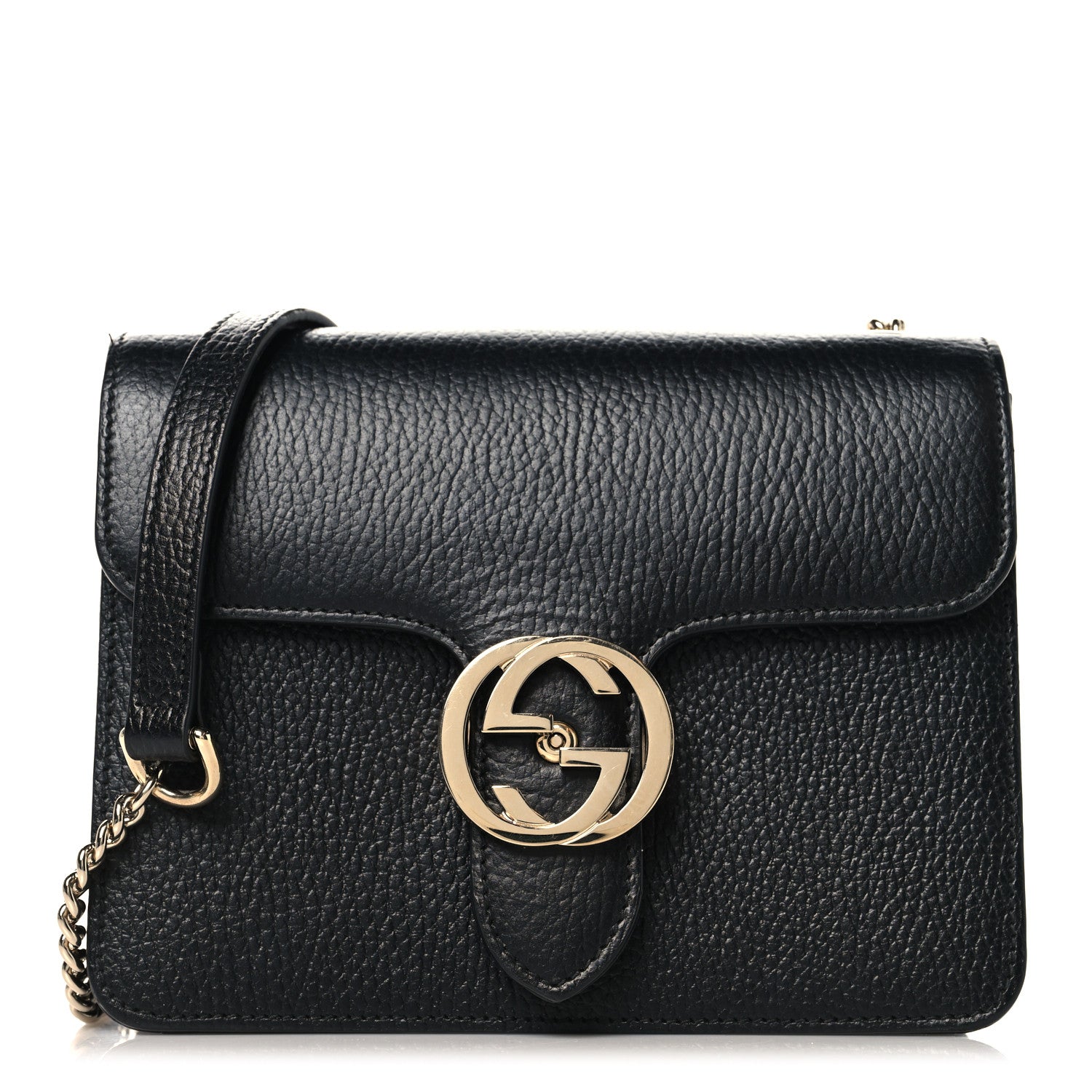 Gucci Dollar Calfskin Small Interlocking G Shoulder Bag Black 1 of 11