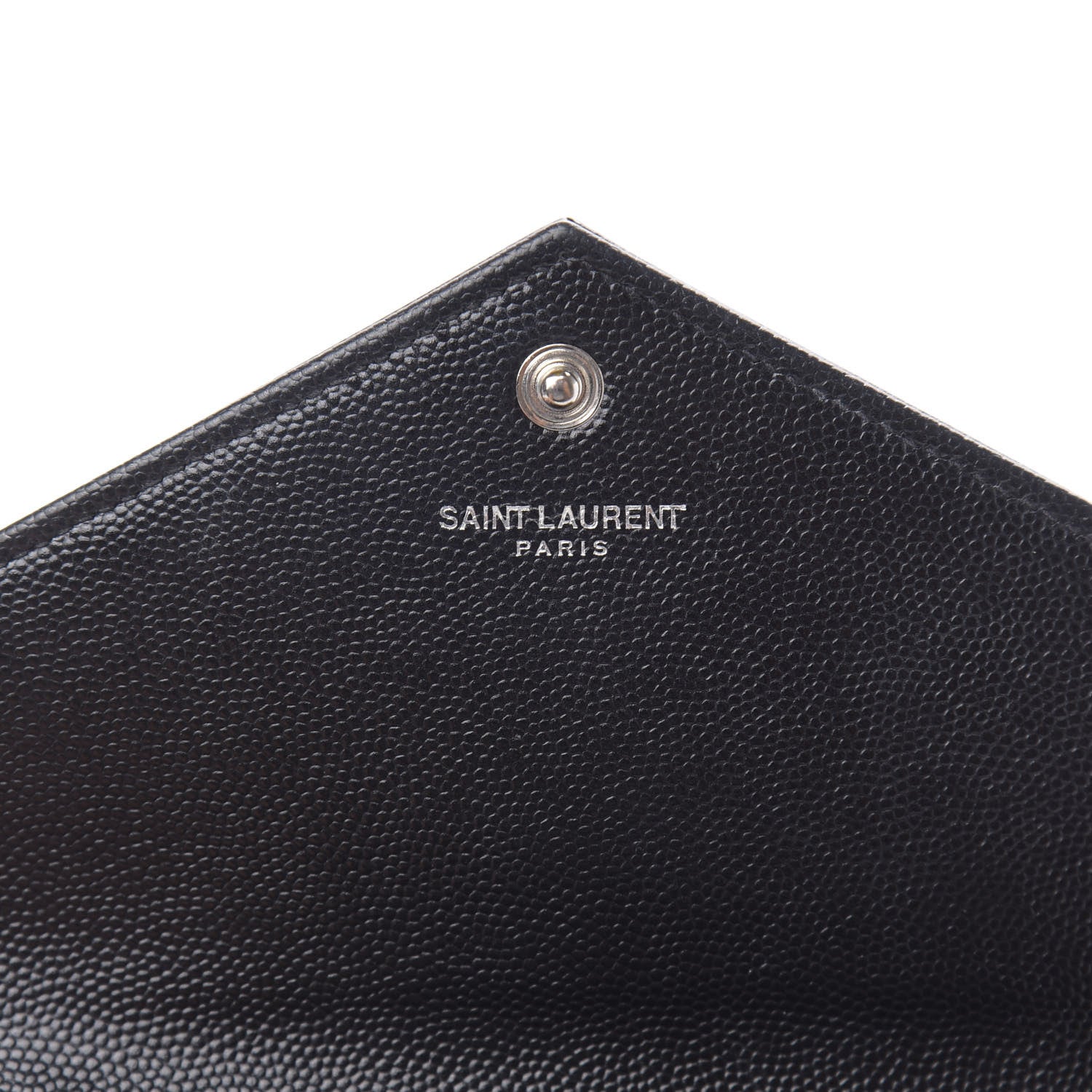 Saint Laurent Grain De Poudre Matelasse Chevron Monogram Envelope Chain Wallet Black 6 of 12