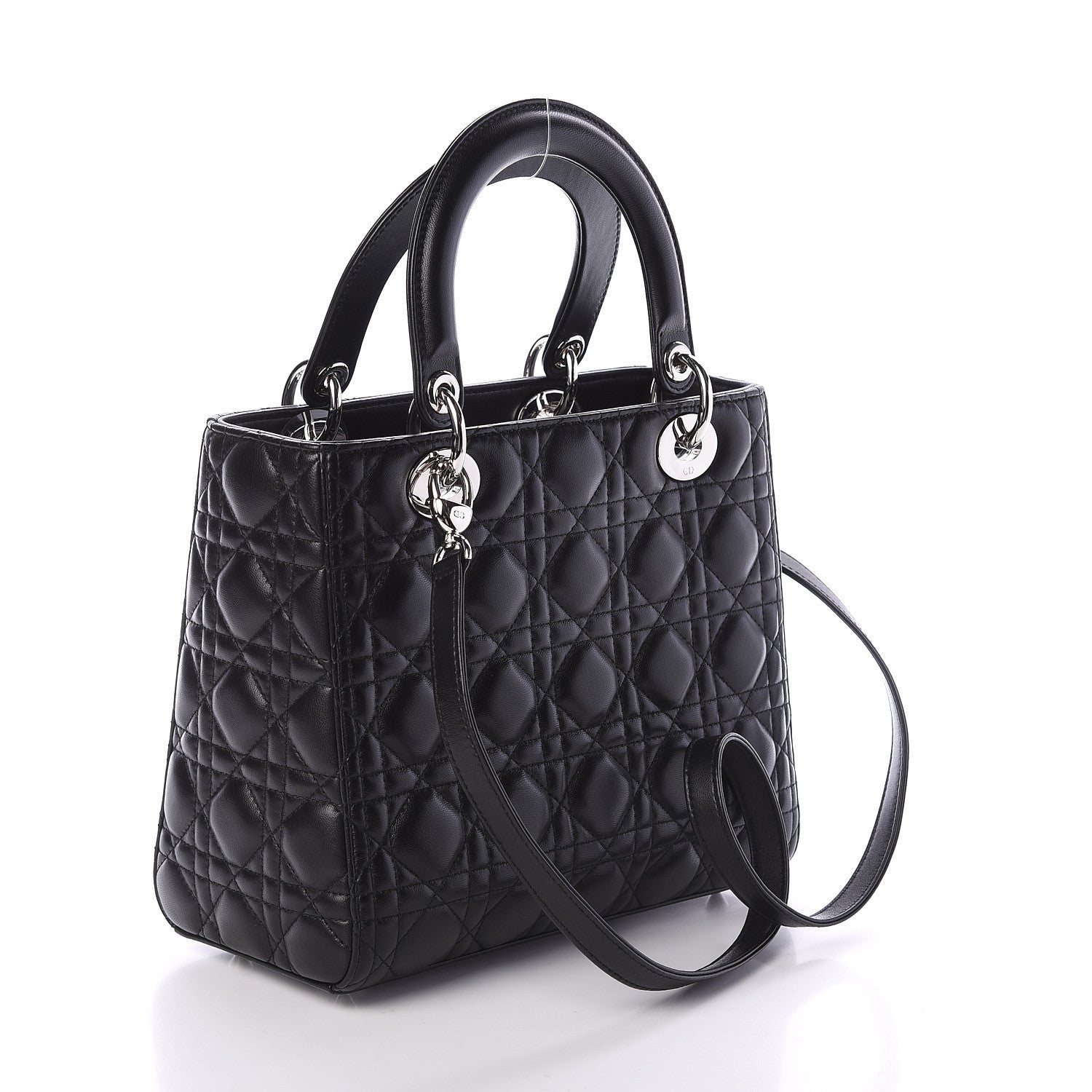 Christian Dior Lambskin Cannage Medium Lady Dior Black 2 of 8