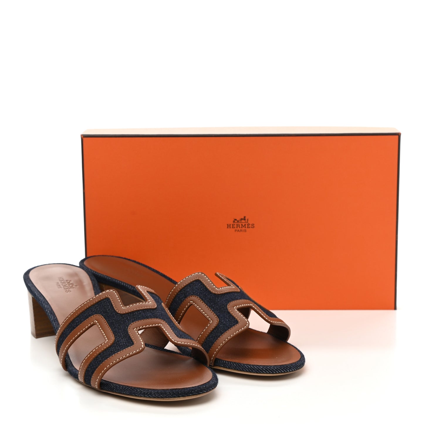 Calfskin Denim Oasis Sandals 40 Bleu Brut Gold
