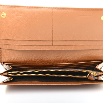 Prada Saffiano Continental Flap Wallet Caramel 4 of 4