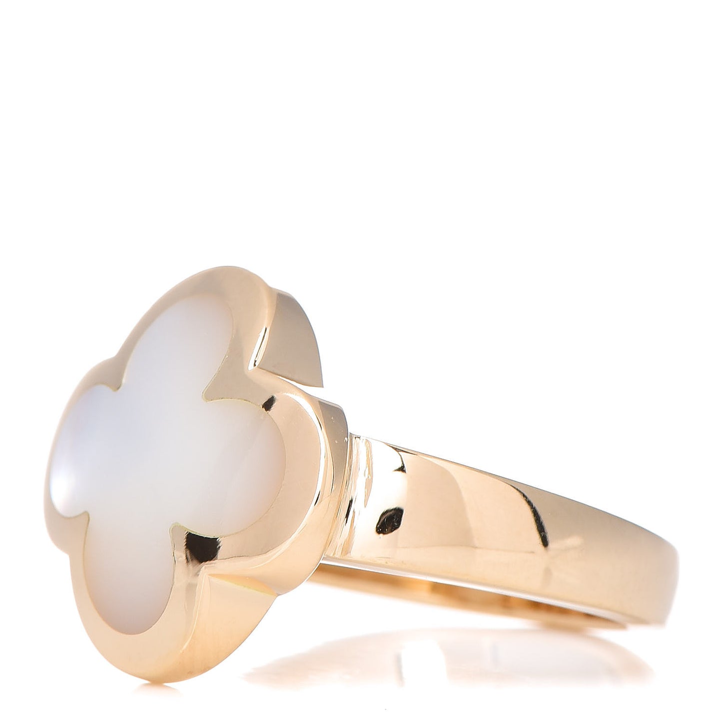 18K Yellow Gold Mother of Pearl Pure Alhambra Ring 54 6.75