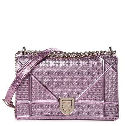 Christian Dior Metallic Patent Micro-Cannage Medium Diorama Flap Bag Pink 1 of 12