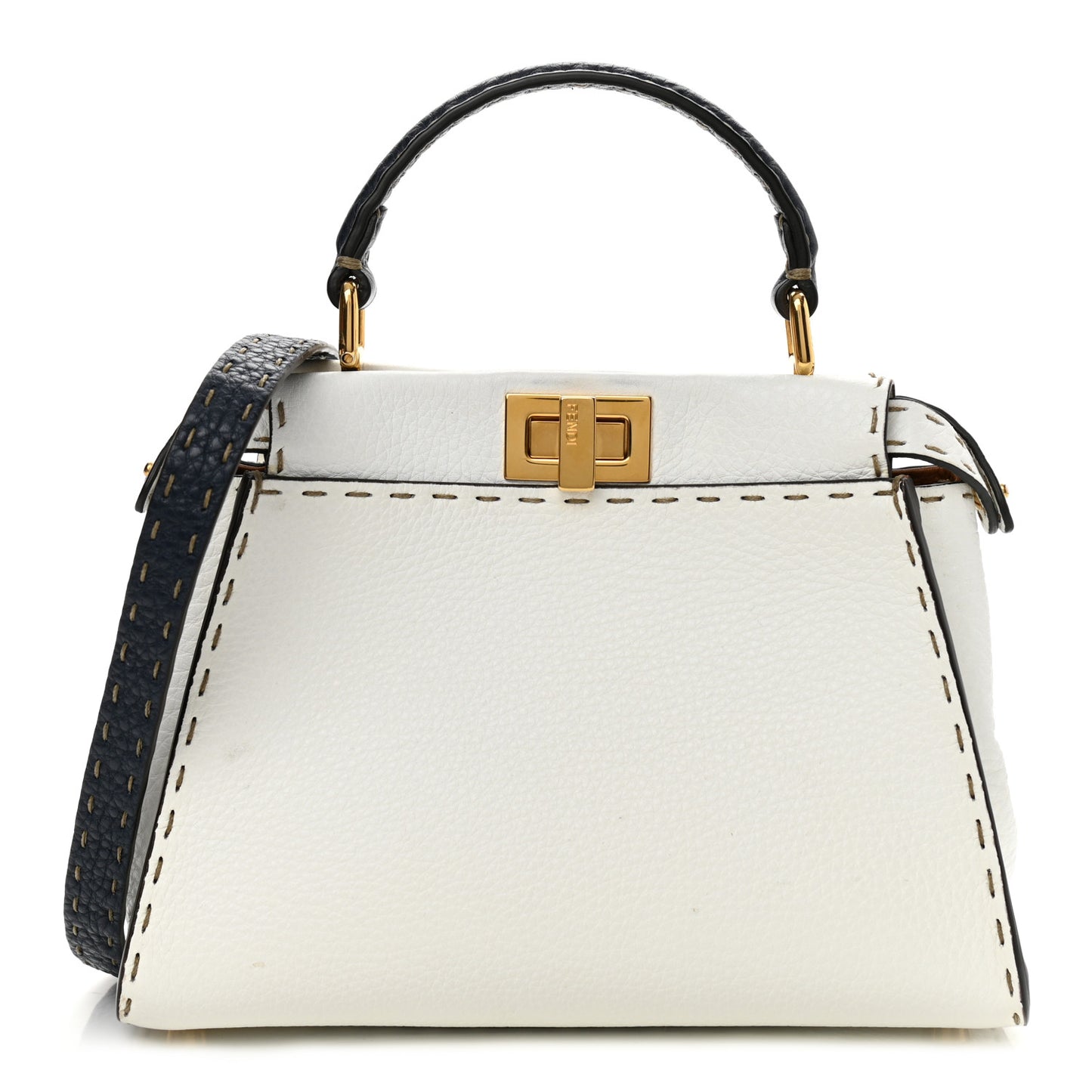 Cuoio Romano Selleria Tri-color Mini Peekaboo Iconic Satchel White Indaco Saddler