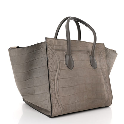 Celine Crocodile Embossed Nubuck Large Phantom Luggage Grey 3 of 12
