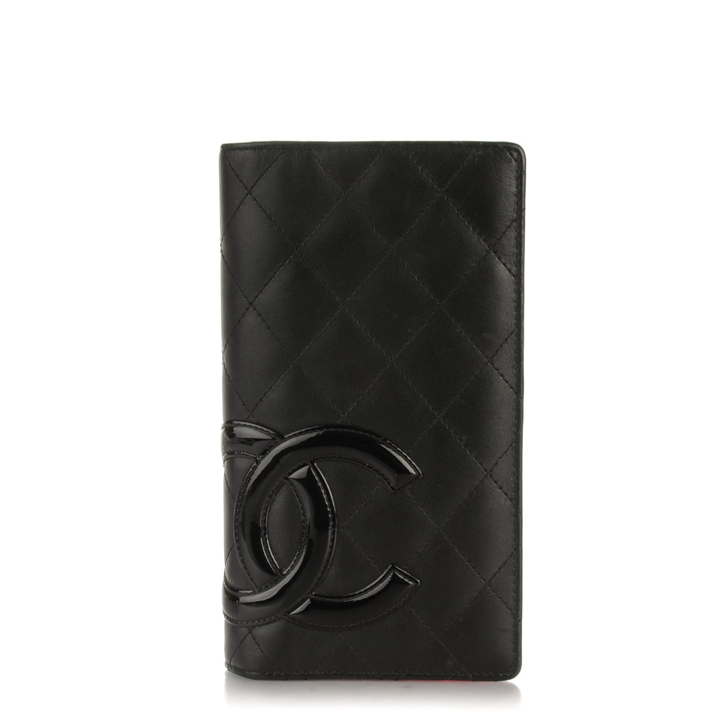 Calfskin Quilted Cambon Yen Wallet Black