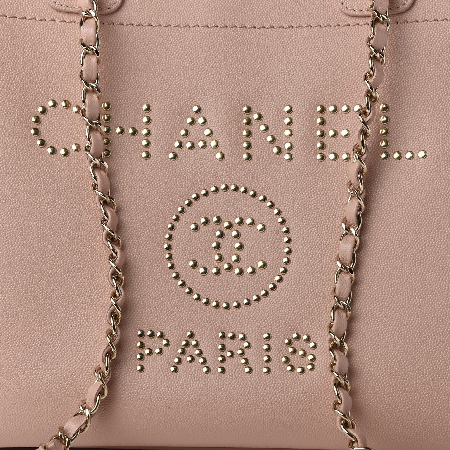 Caviar Small Studded Deauville Tote Light Pink