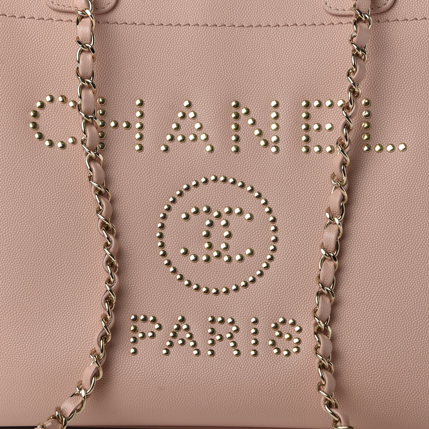 Chanel Caviar Small Studded Deauville Tote Light Pink 10 of 11