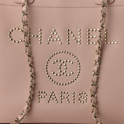 Chanel Caviar Small Studded Deauville Tote Light Pink 10 of 11