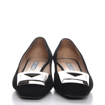 Prada Suede Block Heel Pump 37.5 Black 2 of 11