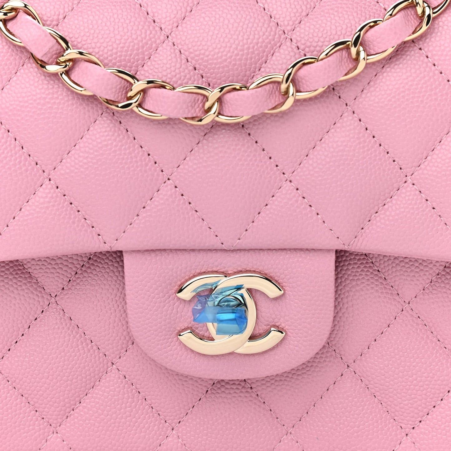 Caviar Quilted Small Double Flap Pink