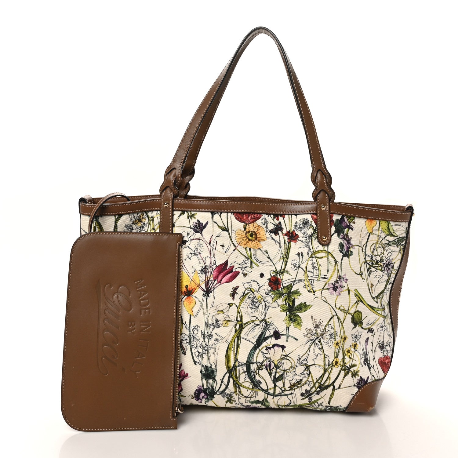 Gucci Canvas Flora Infinity Medium Craft Tote White Multicolor Acero 3 of 12