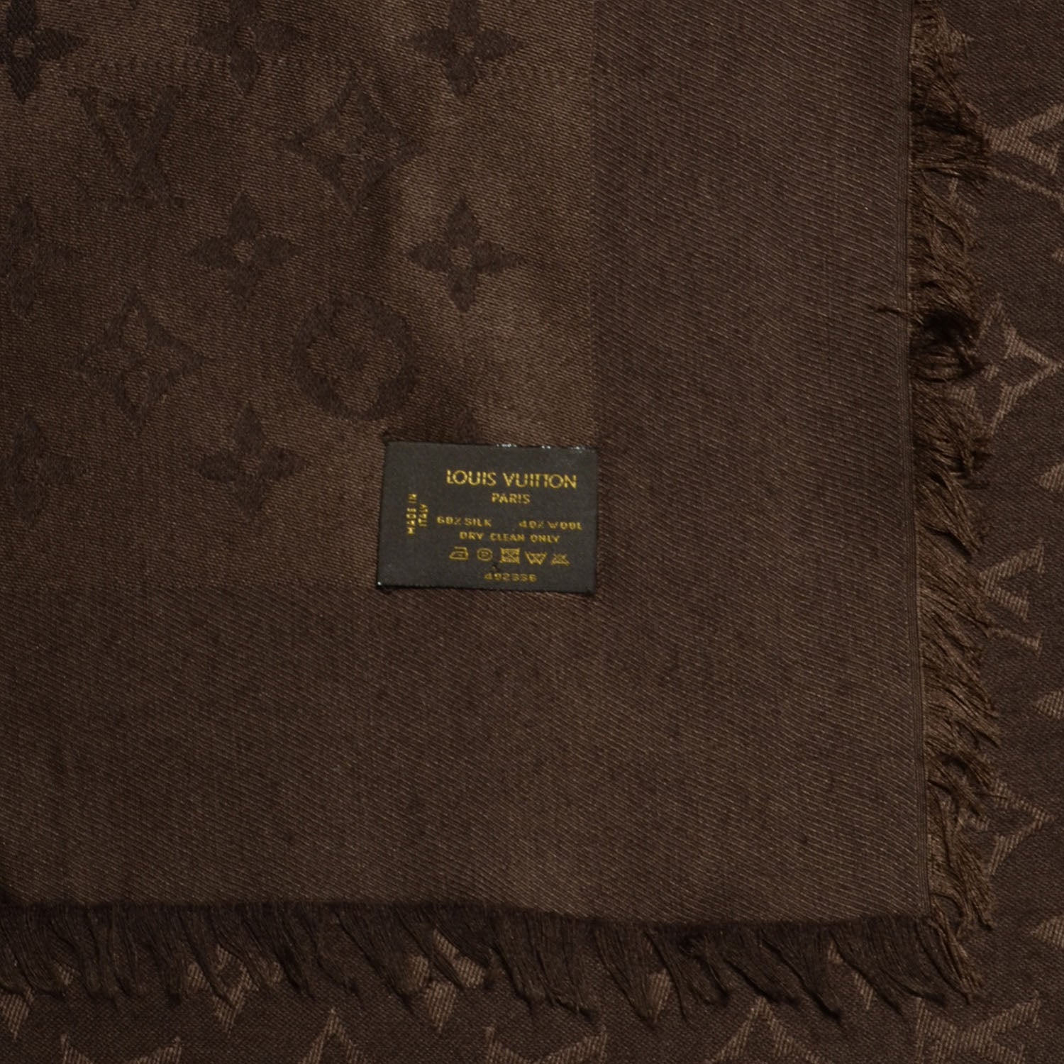 Louis Vuitton Silk Wool Monogram Denim Shawl Chocolate 5 of 5