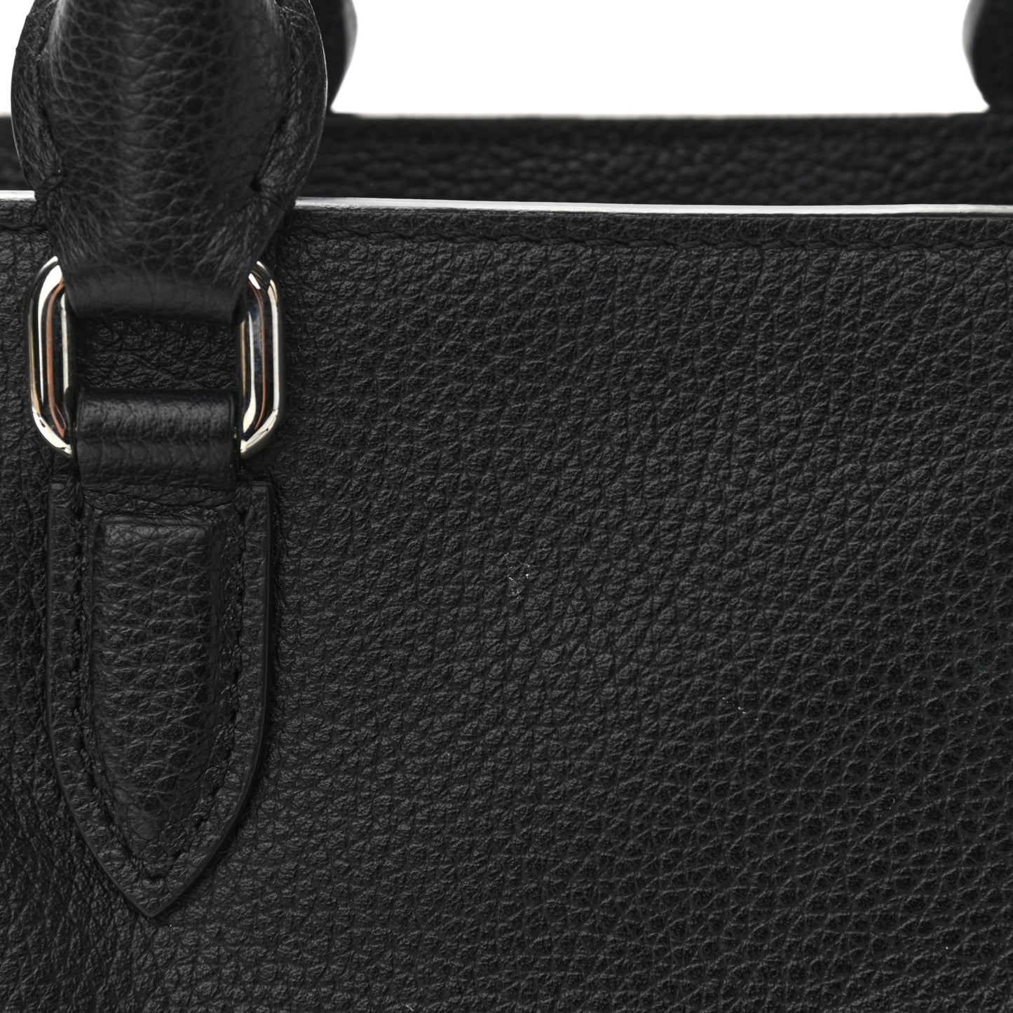 Pebbled Calfskin Mini Skull Padlock Zip Around Tote Black
