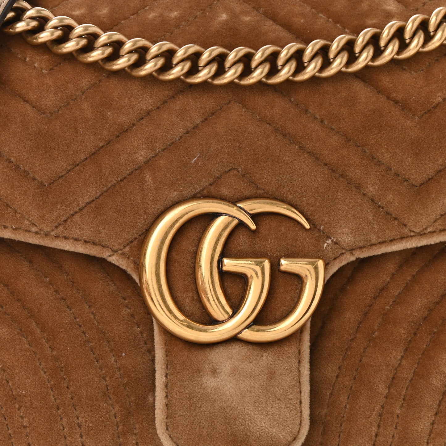 Velvet Matelasse Small GG Marmont Shoulder Bag Taupe