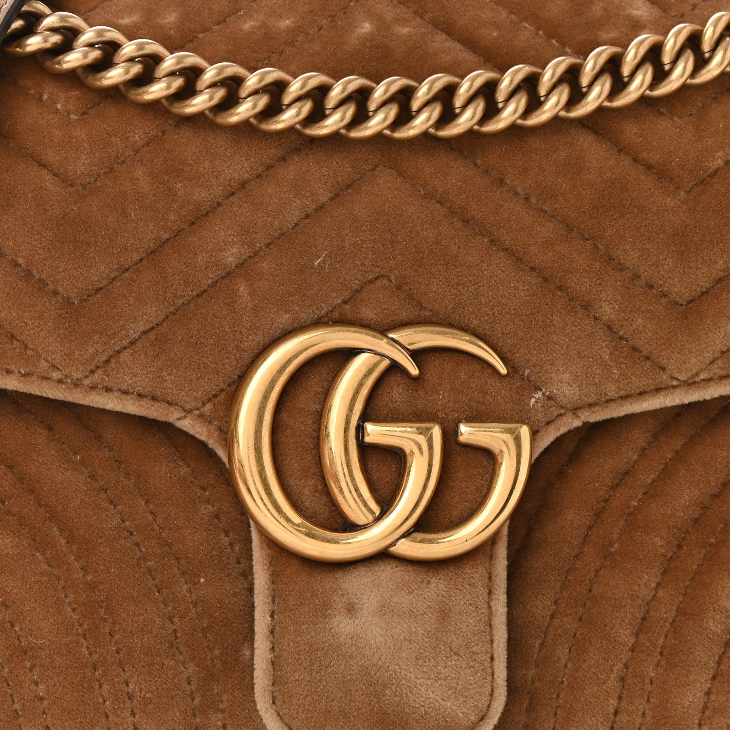 Gucci Velvet Matelasse Small GG Marmont Shoulder Bag Taupe 7 of 11