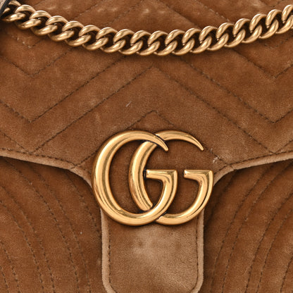 Gucci Velvet Matelasse Small GG Marmont Shoulder Bag Taupe 7 of 11