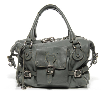 Chloe Leather Paddington Front Pocket Tote Gris Vert 1 of 8