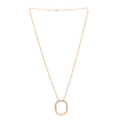 Tiffany 18K Rose Gold Diamond Medium Lock Pendant Necklace 3 of 6