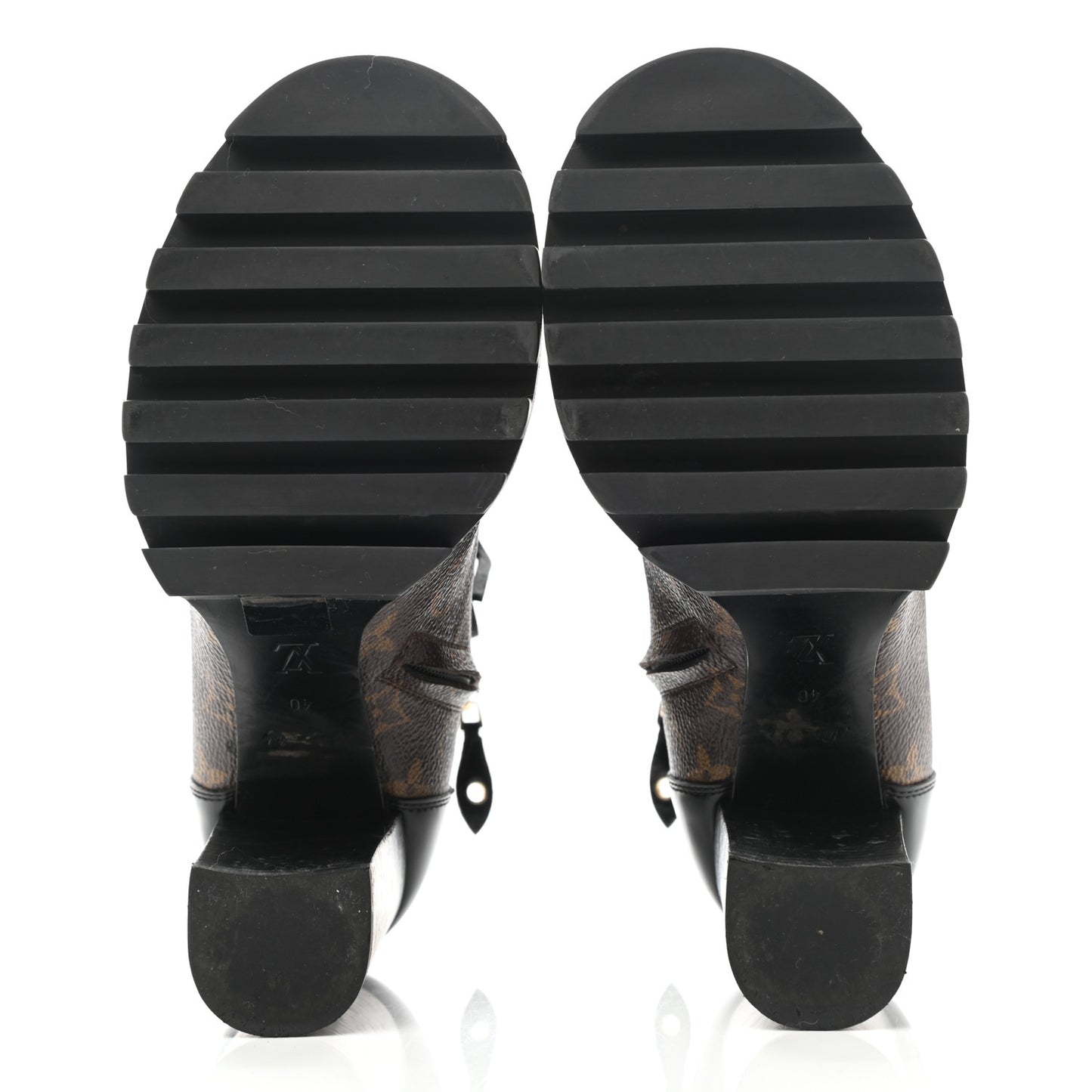 Patent Calfskin Monogram Star Trail Ankle Boots 40 Black