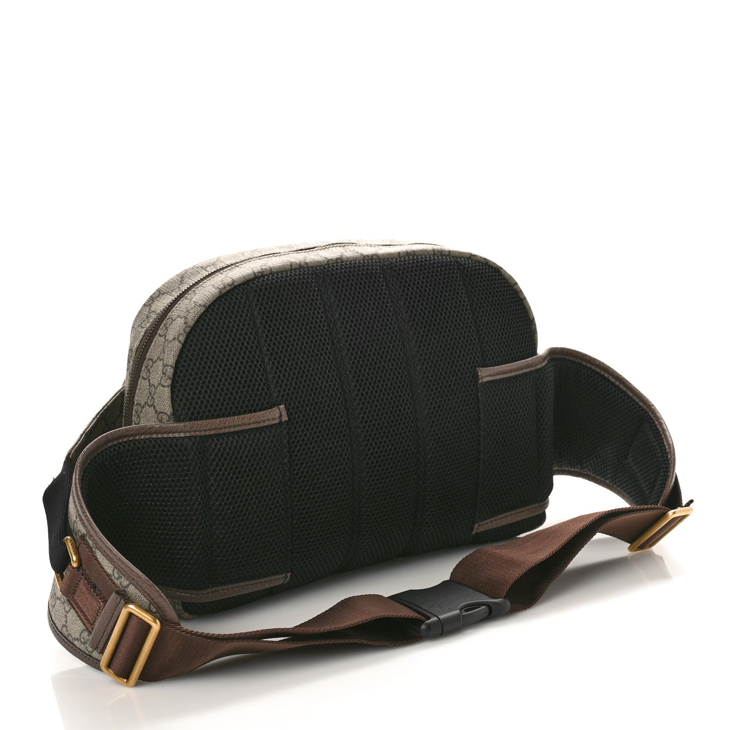Gucci Soft GG Supreme Monogram Textured Dollar Calfskin Web Ophidia Pouch Pocket Belt Bag Beige Ebony New Acero Black 3 of 10
