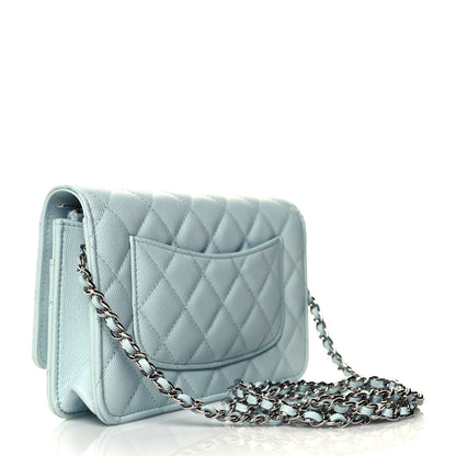 Chanel Caviar Quilted Wallet On Chain WOC Light Blue 3 of 11
