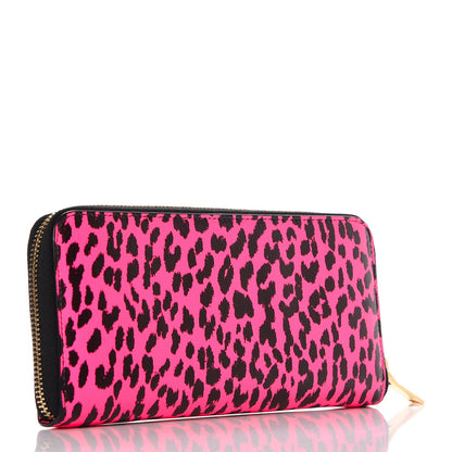 Saint Laurent Calfskin Printed Leopard Classic Letters Zip Around Wallet Pink 3 of 7