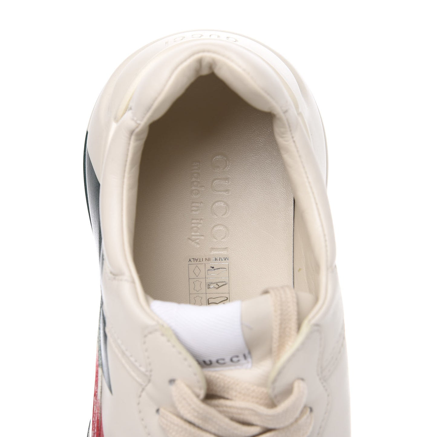 Calfskin Web Printed Mens Rhyton Sneakers 9 Mystic White