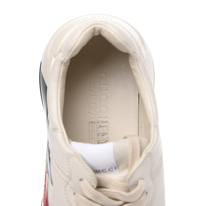 Gucci Calfskin Web Printed Mens Rhyton Sneakers 9 Mystic White 6 of 9