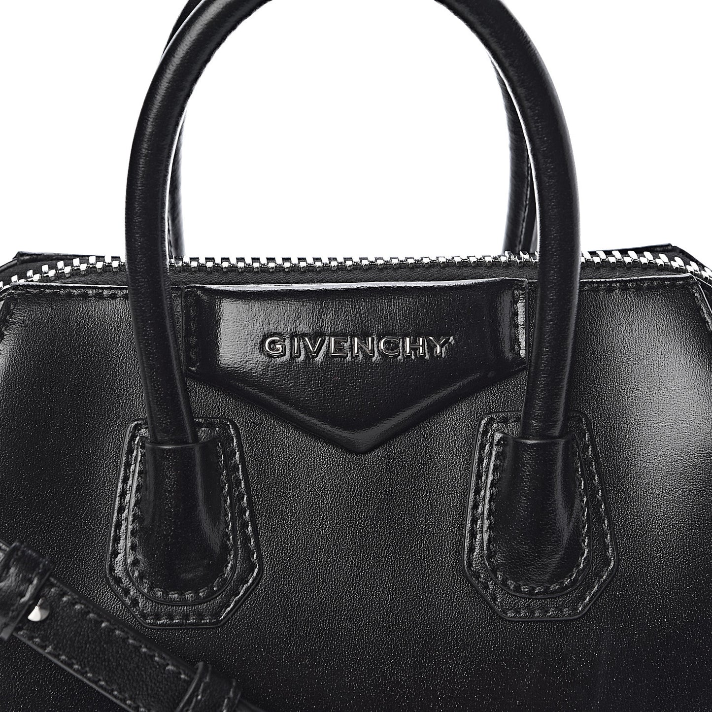 Shiny Lord Calfskin Mini Antigona Black