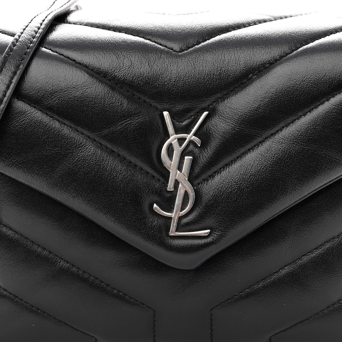 Calfskin Y Quilted Monogram Toy Loulou Crossbody Bag Black