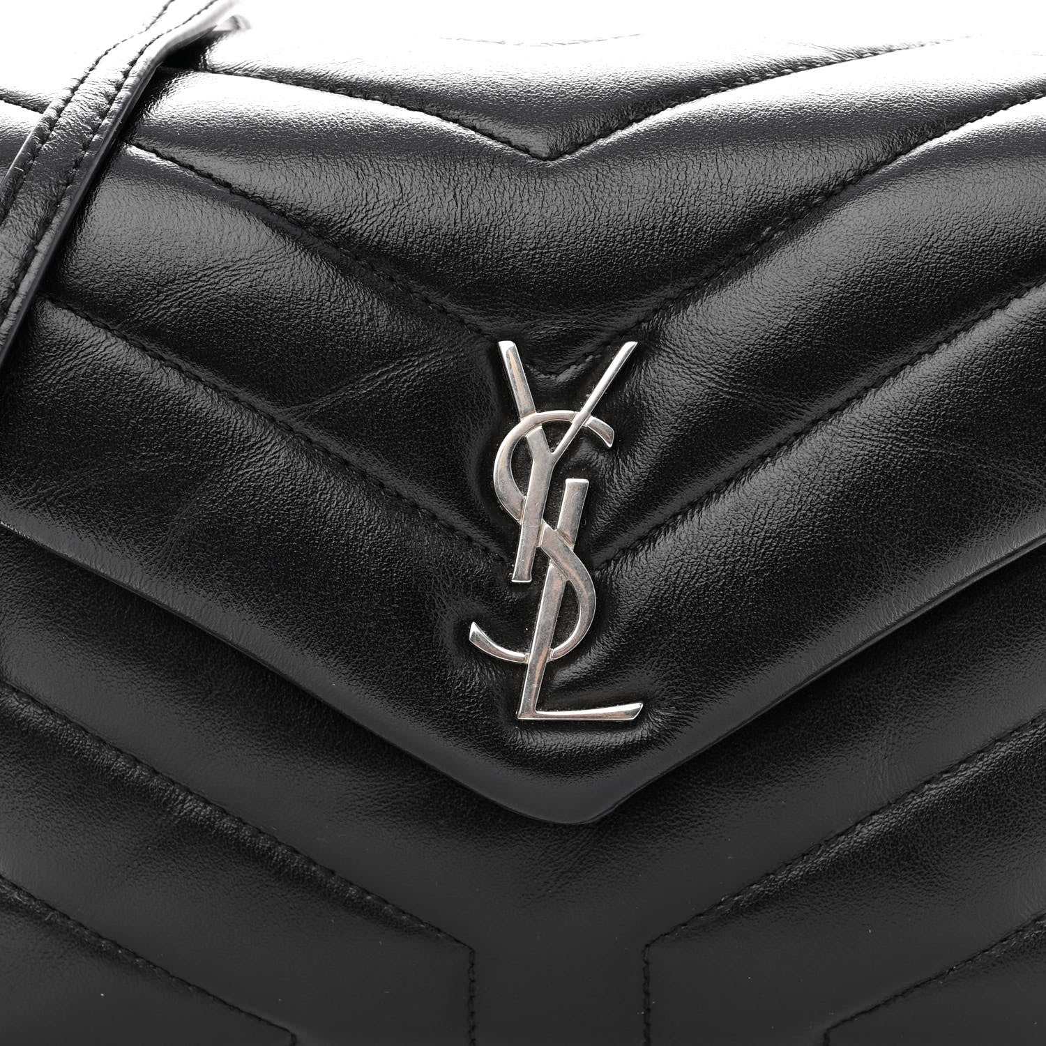 Saint Laurent Calfskin Y Quilted Monogram Toy Loulou Crossbody Bag Black 7 of 9