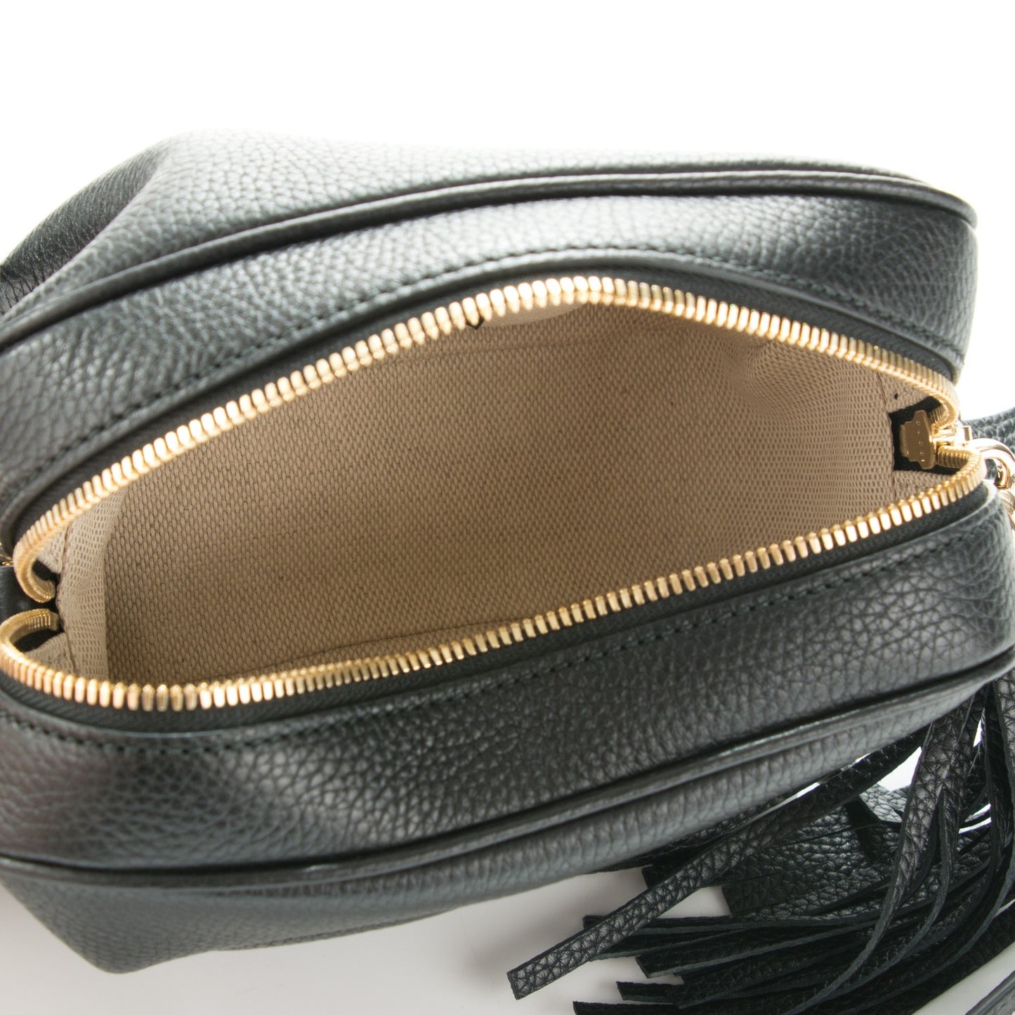 Pebbled Calfskin Small Soho Disco Bag Black