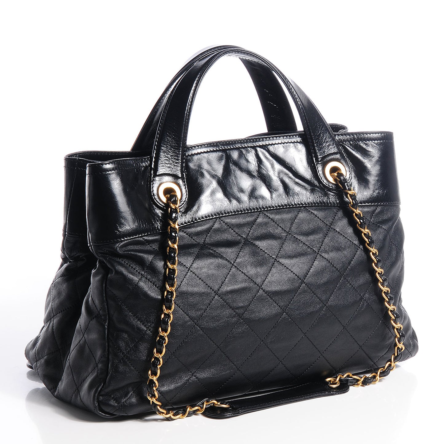 Iridescent Calfskin Small In The Mix Tote Black