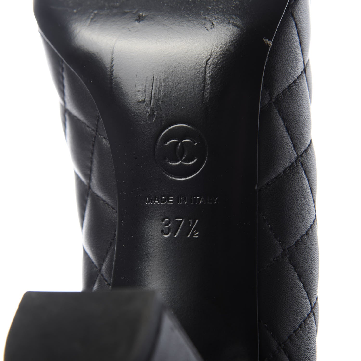 Chanel Lambskin Patent Cap Toe Chain Pumps 37.5 Black 8 of 10