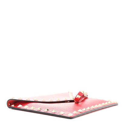 Valentino Garavani Pebbled Calfskin Medium Rockstud Envelope Flat Wristlet Pouch Rouge Pur 4 of 7
