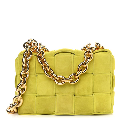 Bottega Veneta Suede Maxi Intrecciato Padded Chain Cassette Crossbody Bag Kiwi 1 of 13