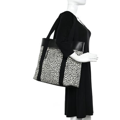 Saint Laurent Canvas Leopard Olona Tote Black White 2 of 10